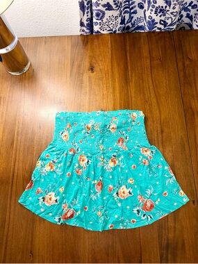 Torrid Women’s Floral Turquoise Smocked Tube Top